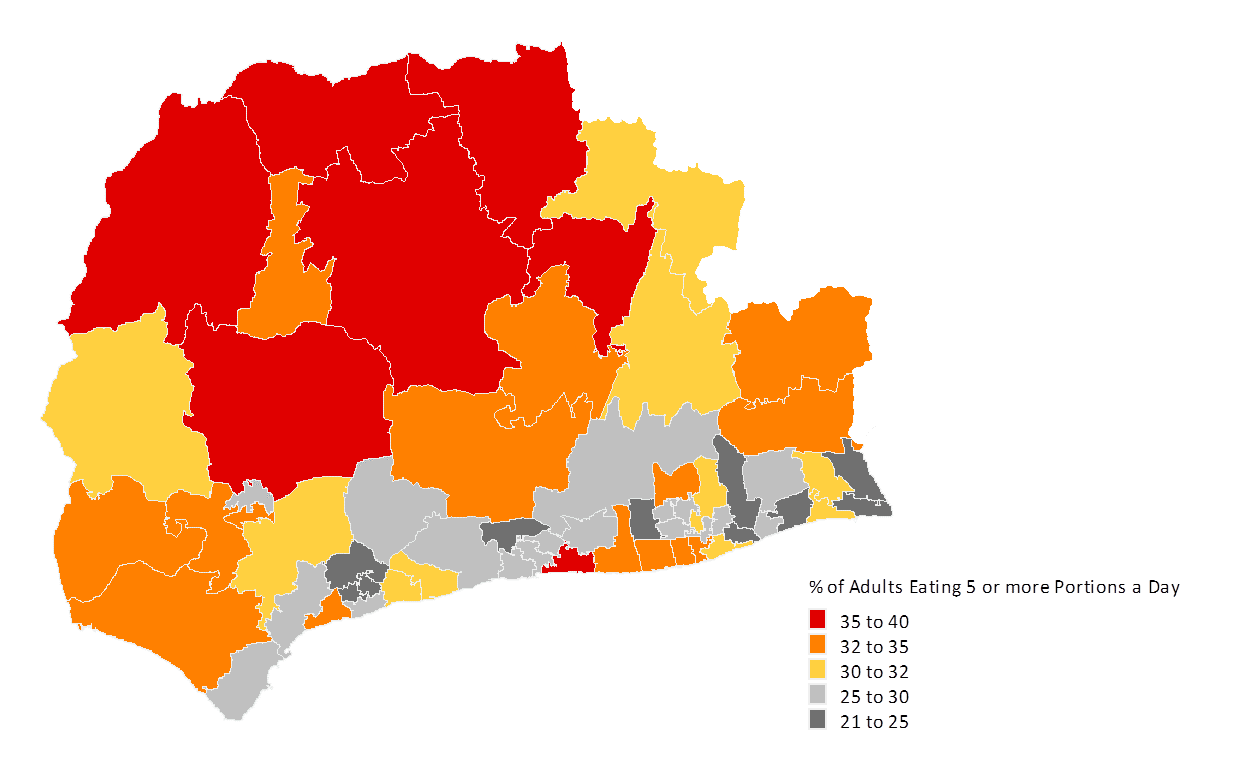 Note: Modelled Estimates.
Source: Association of Public Health Observatories (APHO) using data collected for the Health Survey for England (2006-2008)